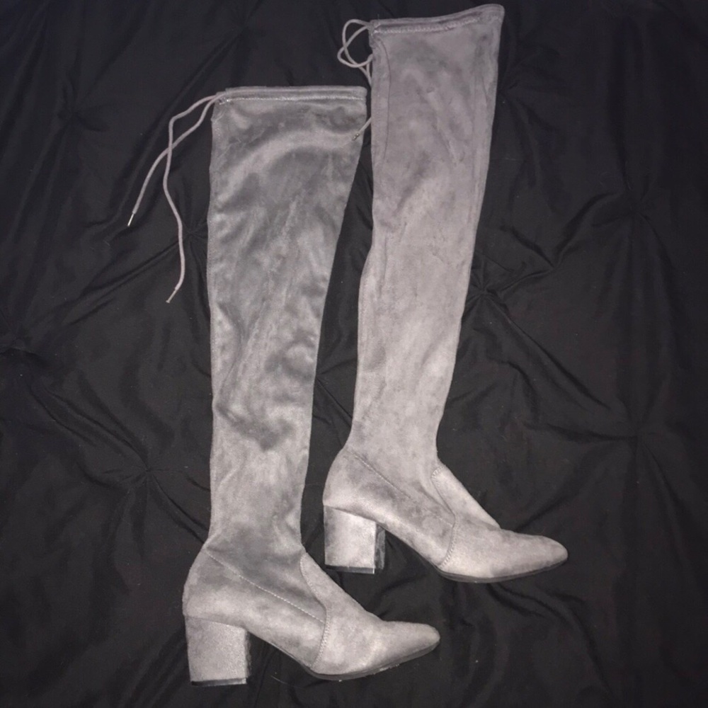 Thigh high velvet boots